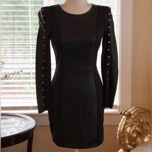 Chic Black Long Sleeve Dress with Studded Accents